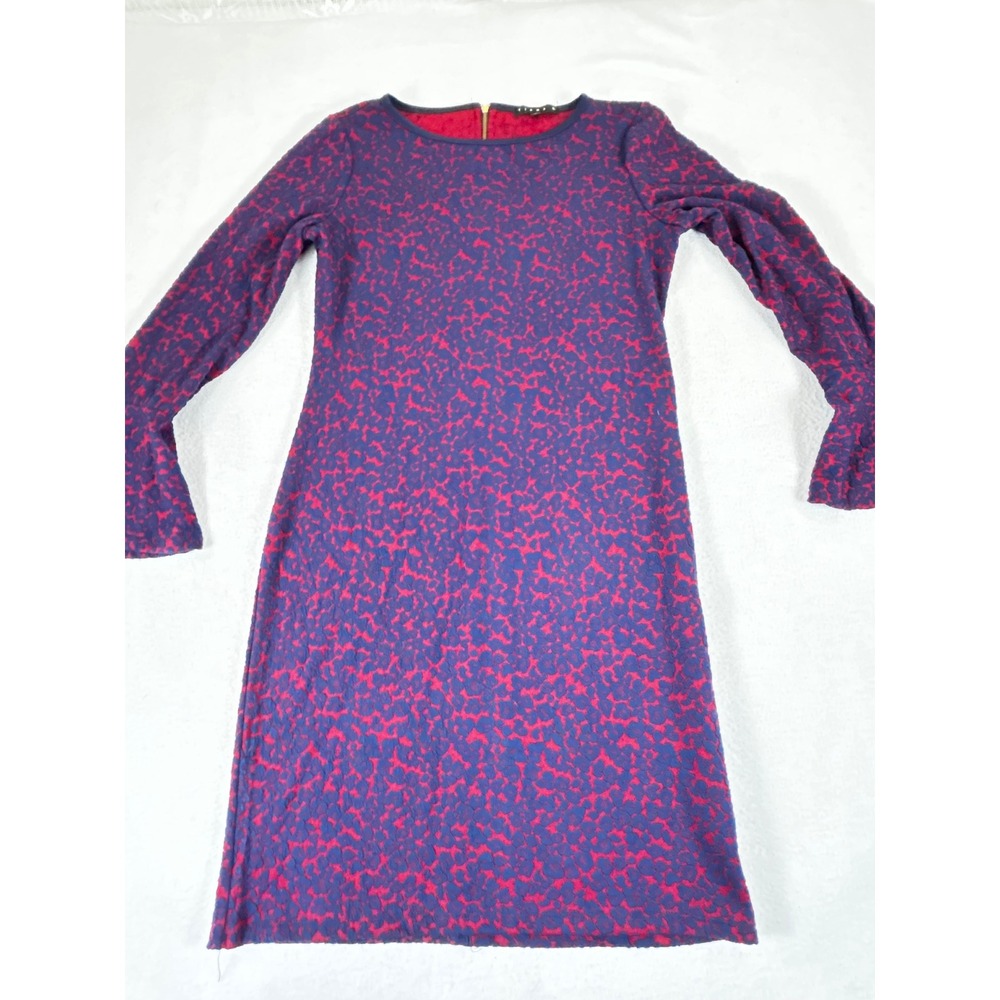 Tiana B Womens Red Navy Blueâ Animal Print Bell Sleeve Shift Dress Size 4 USA